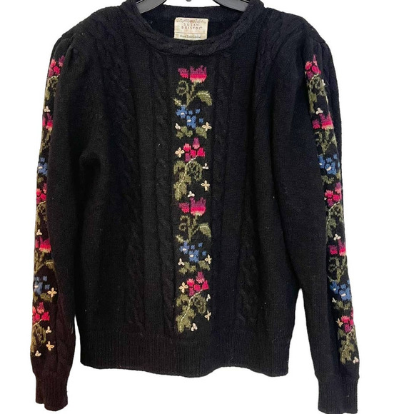 Vintage Susan Bristol Hand Embroidered Crew Neck Pullover Sweater Size 38/8 - Picture 1 of 7